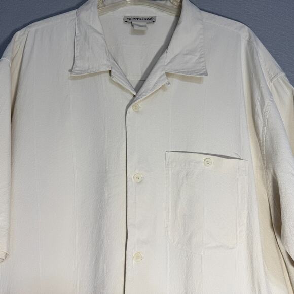 Pronto Uomo Men's Button Down Short Sleeve Silk Shirt Size XXL Classic Luxury - Picture 3 of 7